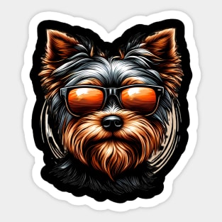 Funny Yorkshire Terrier with Sunglasses Sticker